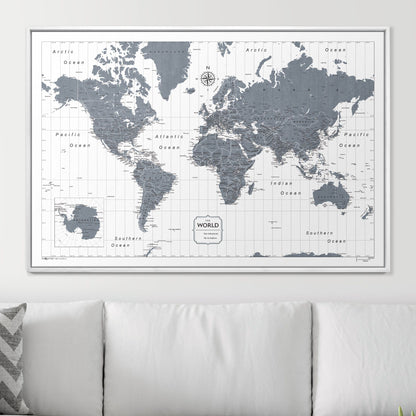 Push Pin World Map (Pin Board) - Dark Gray Color Splash CM Pin Board