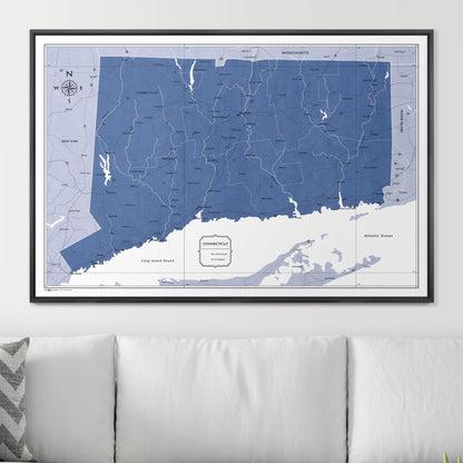 Push Pin Connecticut Map (Pin Board) - Navy Color Splash CM Pin Board