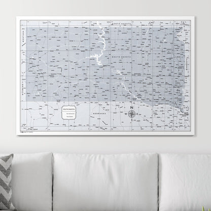 Push Pin South Dakota Map (Pin Board) - Light Gray Color Splash CM Pin Board