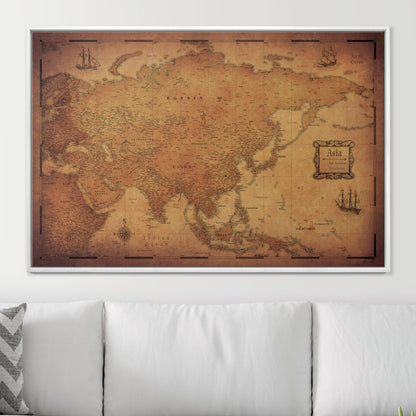 Push Pin Asia Map (Pin Board) - Golden Aged CM Pin Board