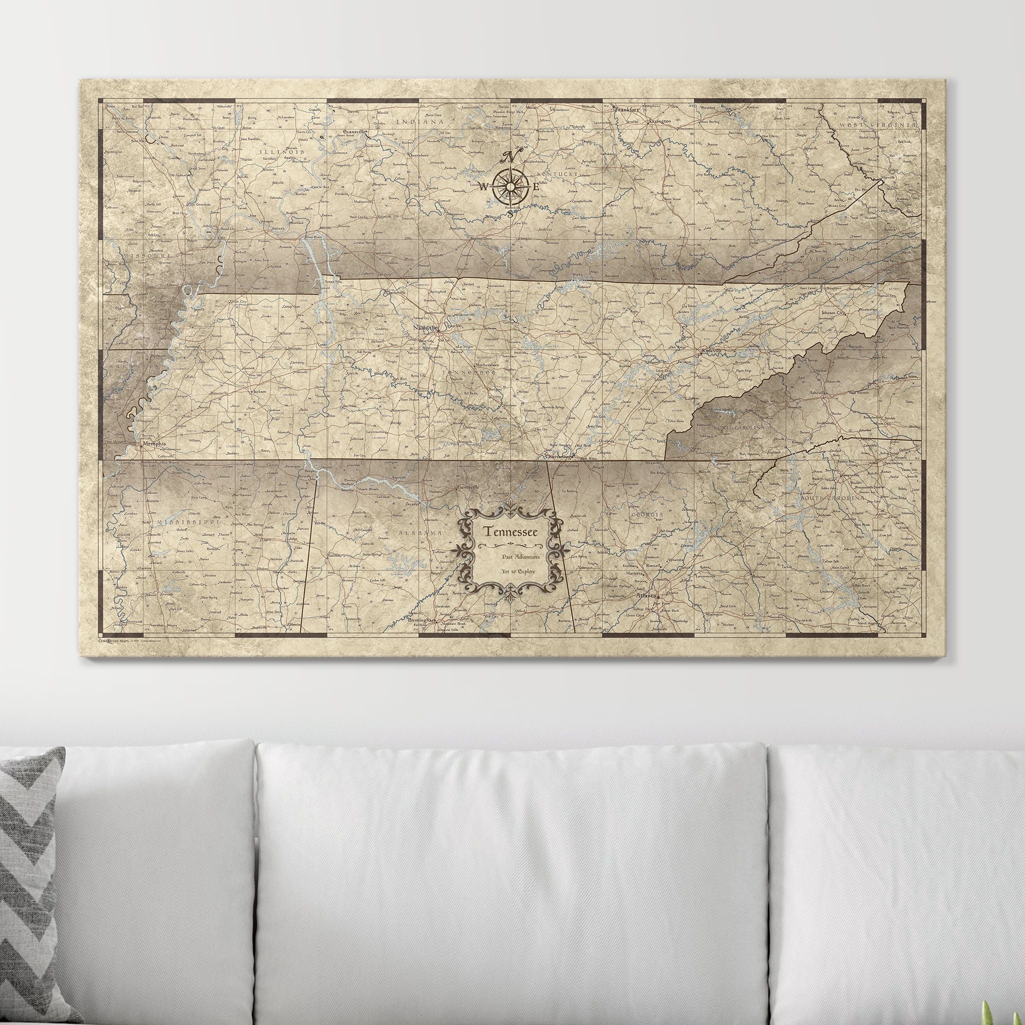 Push Pin Tennessee Map (Pin Board) - Rustic Vintage CM Pin Board