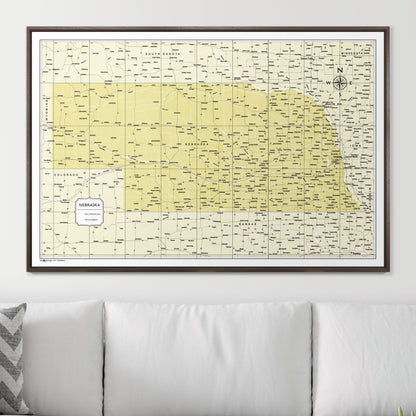 Push Pin Nebraska Map (Pin Board) - Yellow Color Splash CM Pin Board