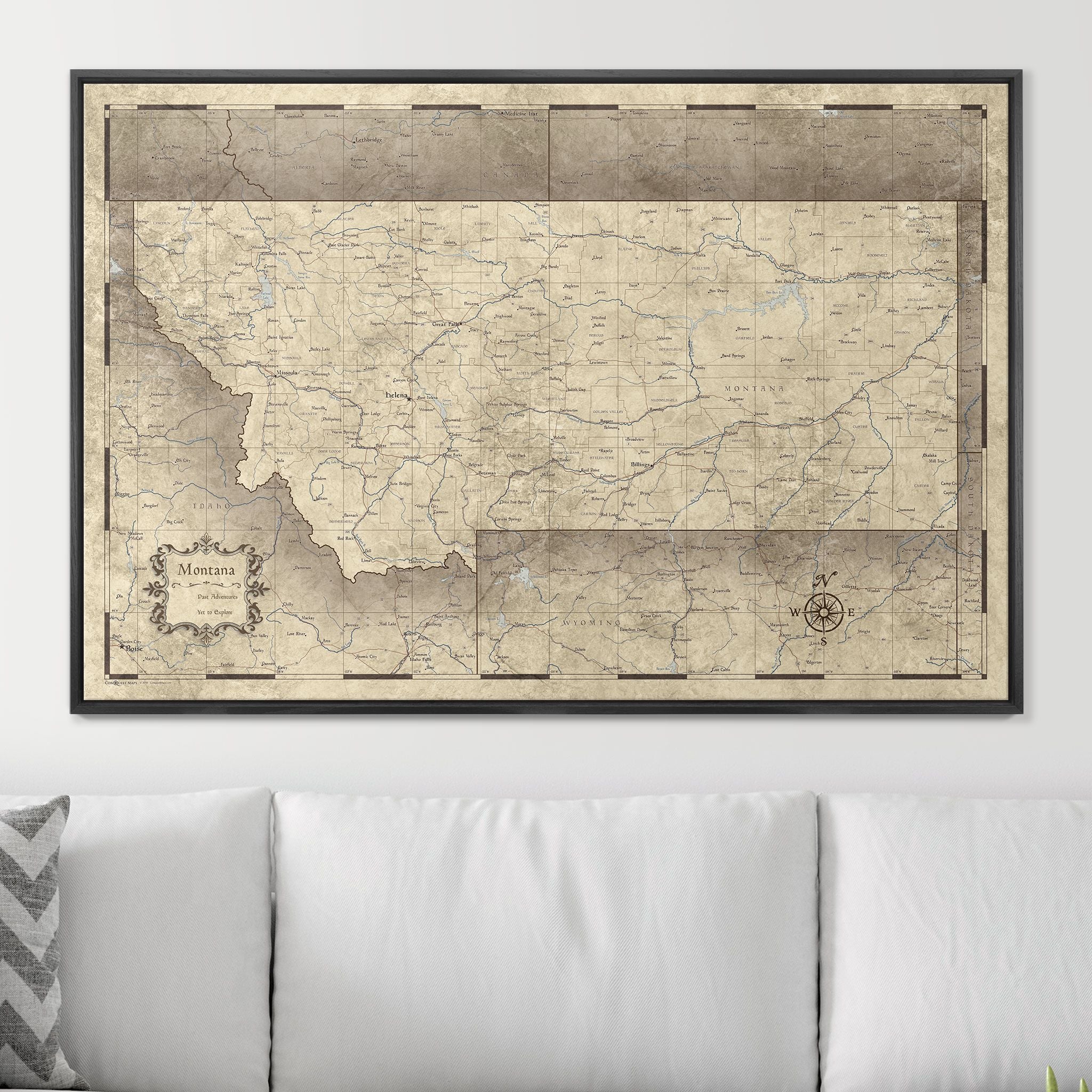 Push Pin Montana Map (Pin Board) - Rustic Vintage CM Pin Board