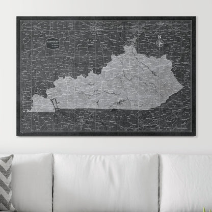 Push Pin Kentucky Map (Pin Board) - Modern Slate CM Pin Board