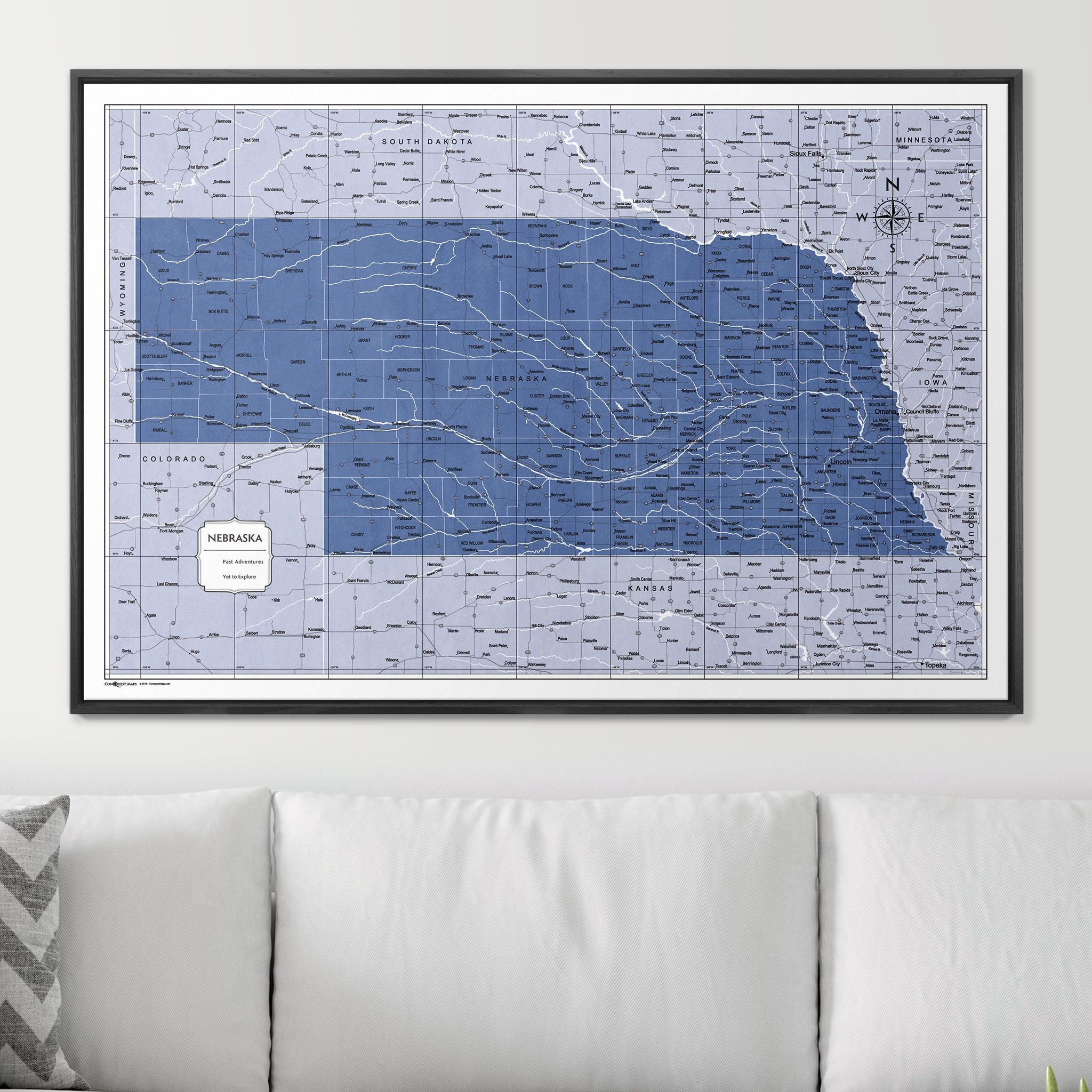 Push Pin Nebraska Map (Pin Board) - Navy Color Splash CM Pin Board