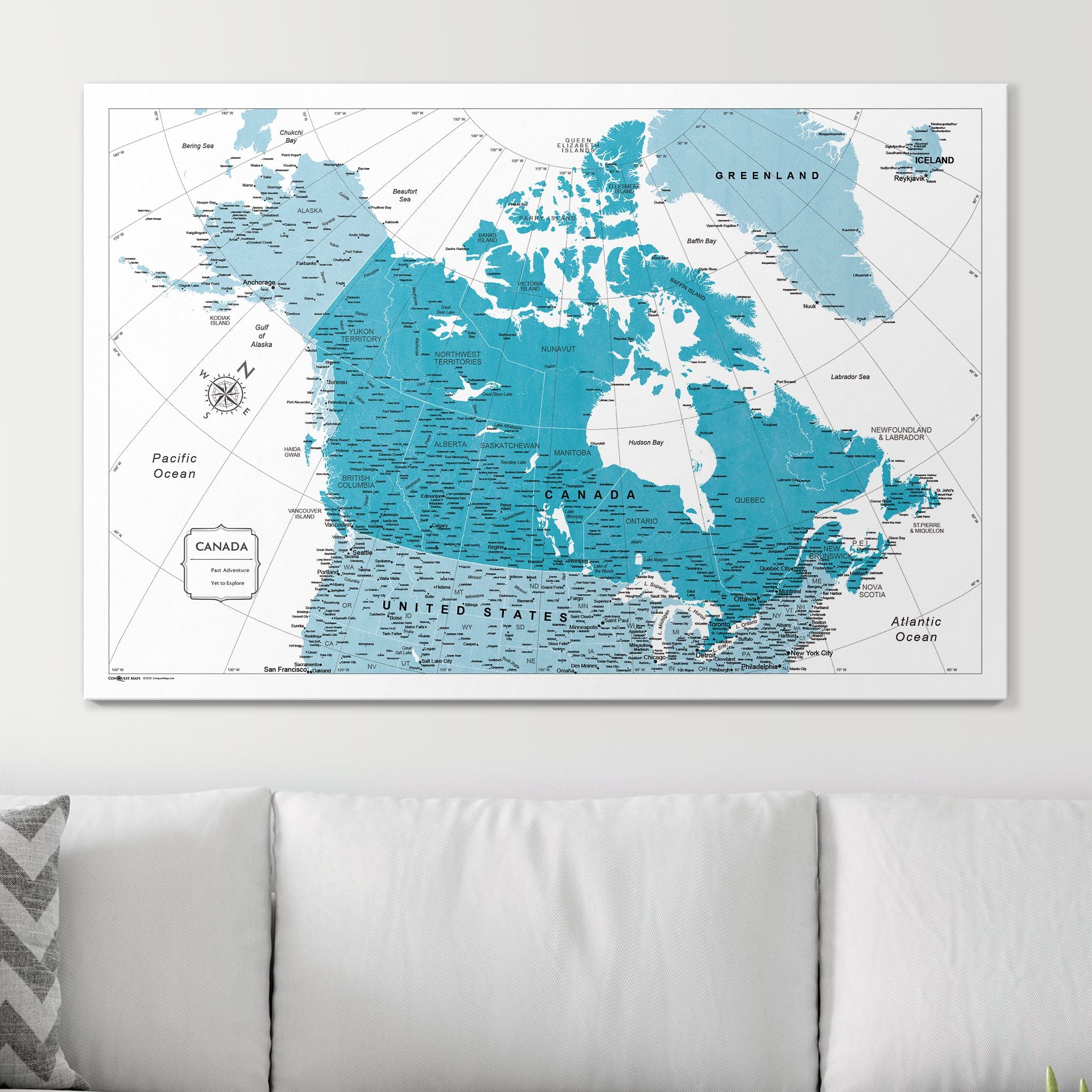 Push Pin Canada Map (Pin Board) - Teal Color Splash CM Pin Board