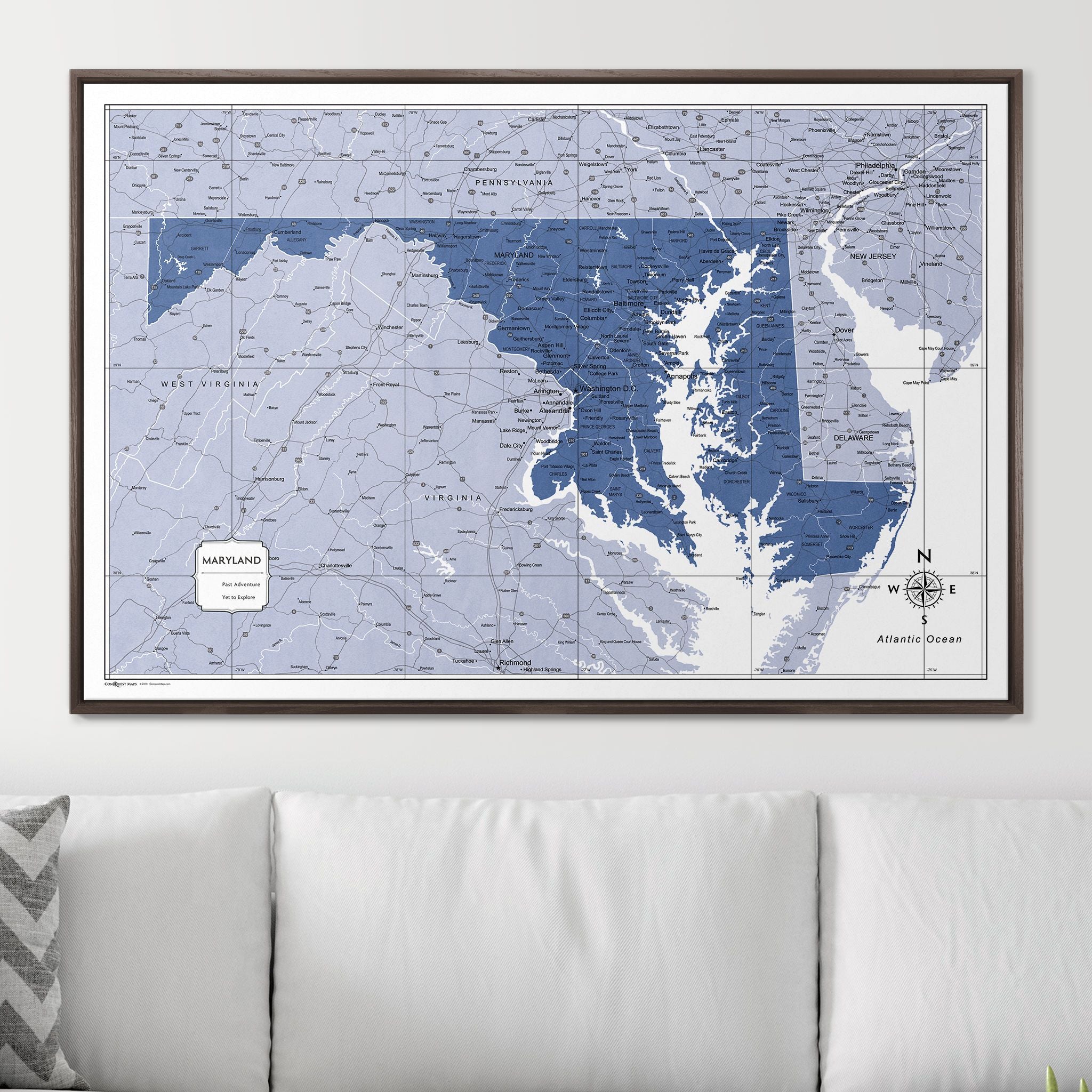 Push Pin Maryland Map (Pin Board) - Navy Color Splash CM Pin Board