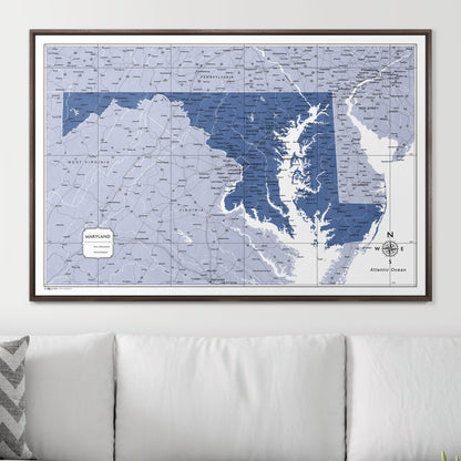 Push Pin Maryland Map (Pin Board) - Navy Color Splash CM Pin Board