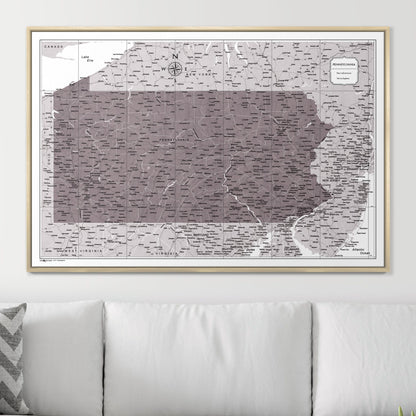 Push Pin Pennsylvania Map (Pin Board) - Dark Brown Color Splash CM Pin Board