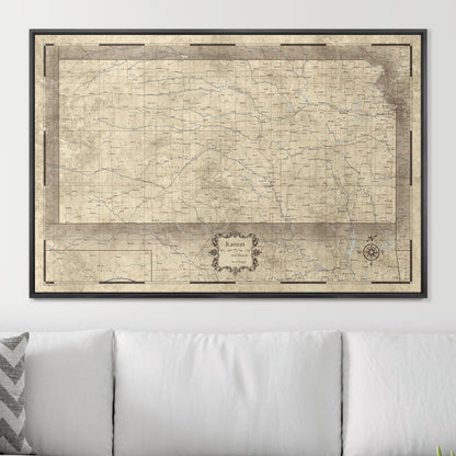 Push Pin Kansas Map (Pin Board) - Rustic Vintage CM Pin Board