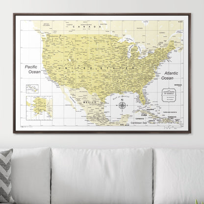 Push Pin USA Map (Pin Board) - Yellow Color Splash CM Pin Board