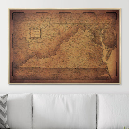 Push Pin Virginia Map (Pin Board) - Golden Aged CM Pin Board