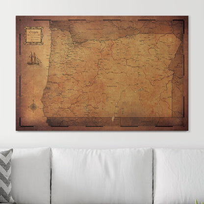 Push Pin Oregon Map (Pin Board) - Golden Aged CM Pin Board