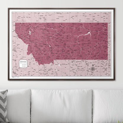 Push Pin Montana Map (Pin Board) - Burgundy Color Splash CM Pin Board