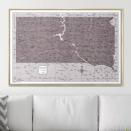 Push Pin South Dakota Map (Pin Board) - Dark Brown Color Splash CM Pin Board