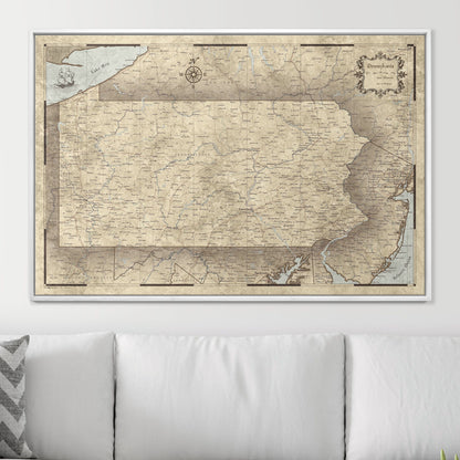 Push Pin Pennsylvania Map (Pin Board) - Rustic Vintage CM Pin Board