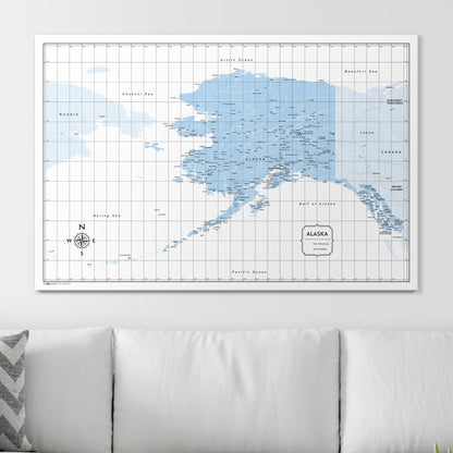 Push Pin Alaska Map (Pin Board) - Light Blue Color Splash CM Pin Board