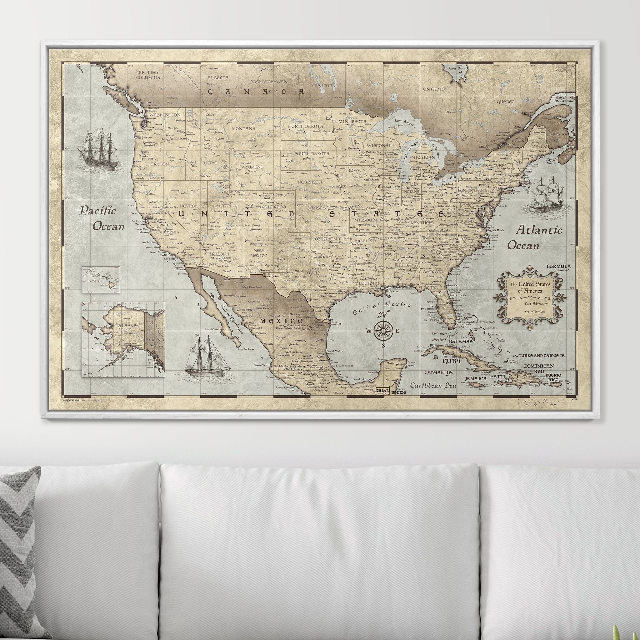 Push Pin USA Map (Pin Board) - Rustic Vintage CM Pin Board