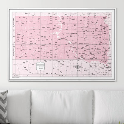 Push Pin South Dakota Map (Pin Board) - Pink Color Splash CM Pin Board