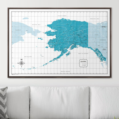 Push Pin Alaska Map (Pin Board) - Teal Color Splash CM Pin Board