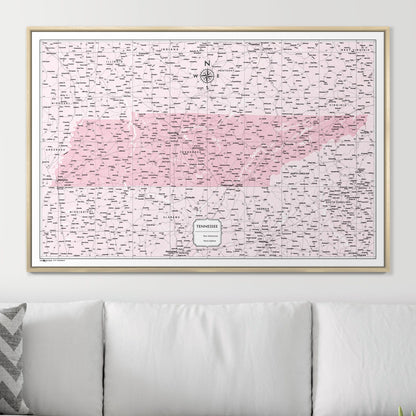 Push Pin Tennessee Map (Pin Board) - Pink Color Splash CM Pin Board