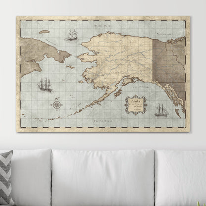 Push Pin Alaska Map (Pin Board) - Rustic Vintage CM Pin Board