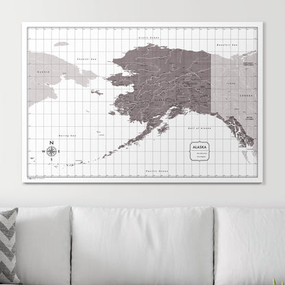 Push Pin Alaska Map (Pin Board) - Dark Brown Color Splash CM Pin Board