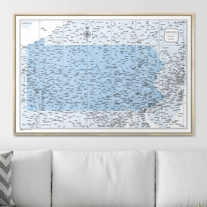 Push Pin Pennsylvania Map (Pin Board) - Light Blue Color Splash CM Pin Board