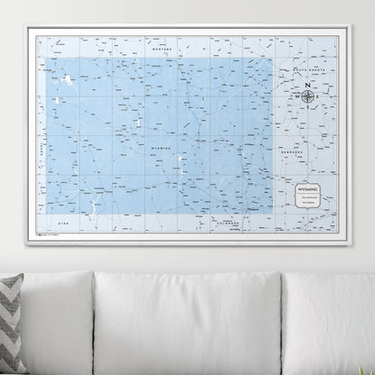 Push Pin Wyoming Map (Pin Board) - Light Blue Color Splash CM Pin Board