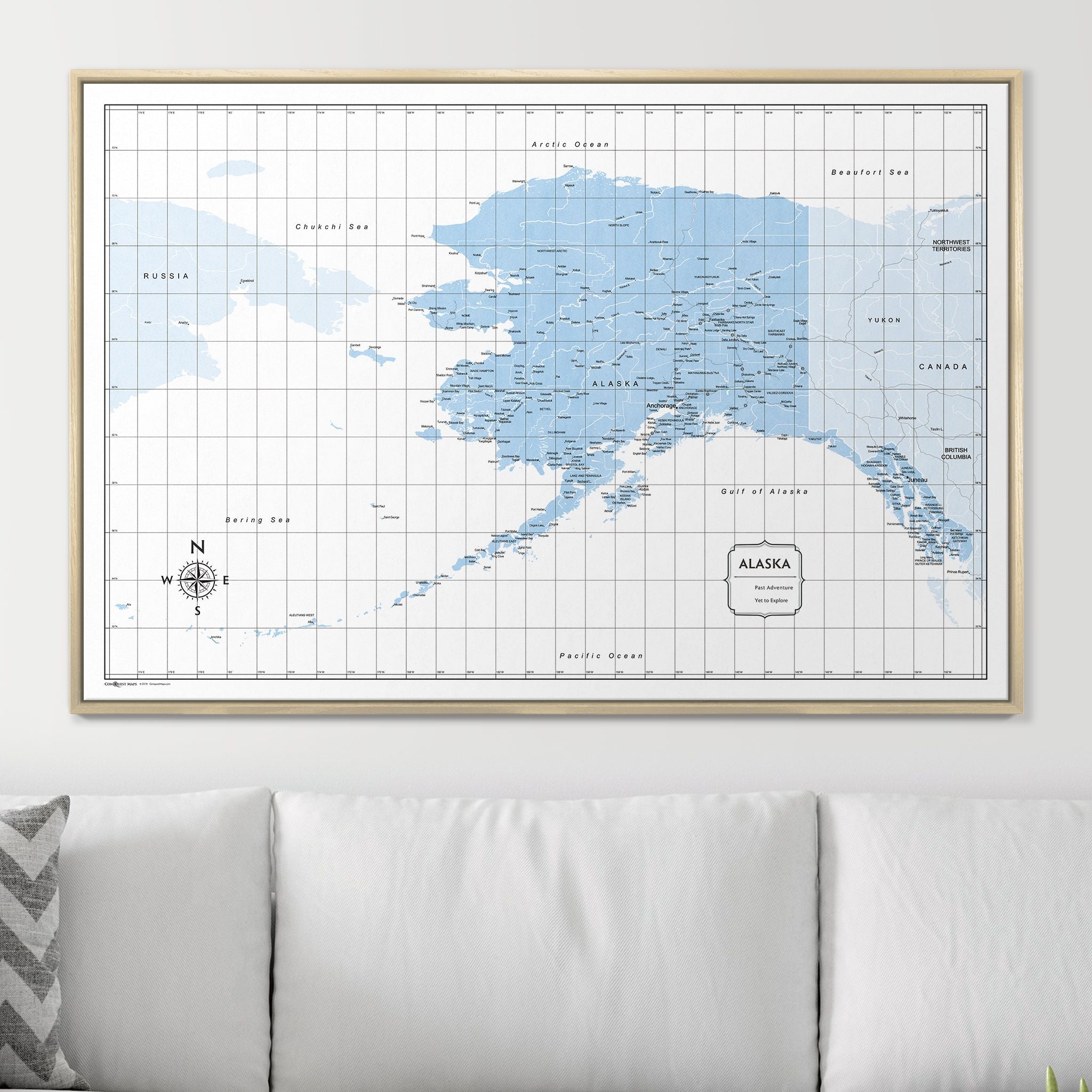 Push Pin Alaska Map (Pin Board) - Light Blue Color Splash CM Pin Board