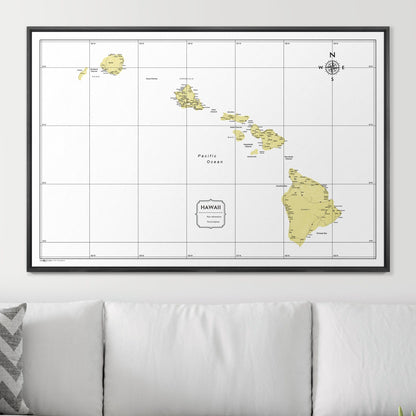 Push Pin Hawaii Map (Pin Board) - Yellow Color Splash CM Pin Board