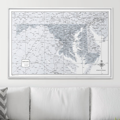 Push Pin Maryland Map (Pin Board) - Light Gray Color Splash CM Pin Board