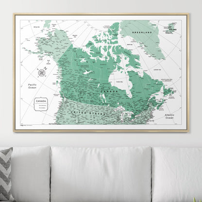 Push Pin Canada Map (Pin Board) - Green Color Splash CM Pin Board