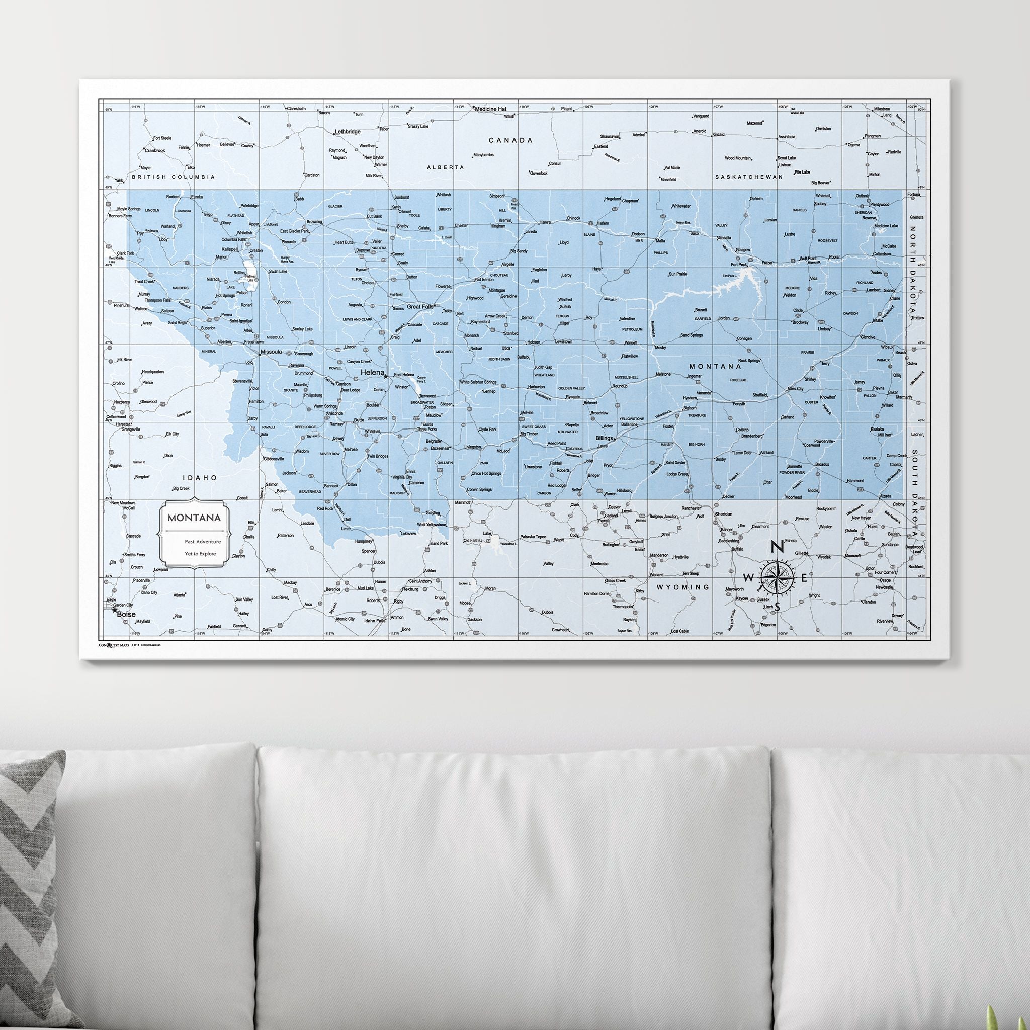 Push Pin Montana Map (Pin Board) - Light Blue Color Splash CM Pin Board