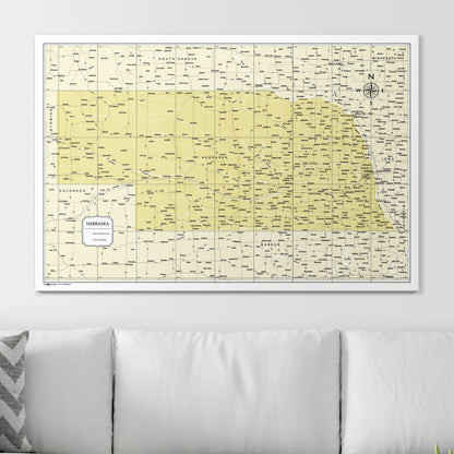 Push Pin Nebraska Map (Pin Board) - Yellow Color Splash CM Pin Board