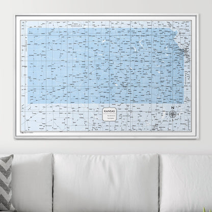 Push Pin Kansas Map (Pin Board) - Light Blue Color Splash CM Pin Board