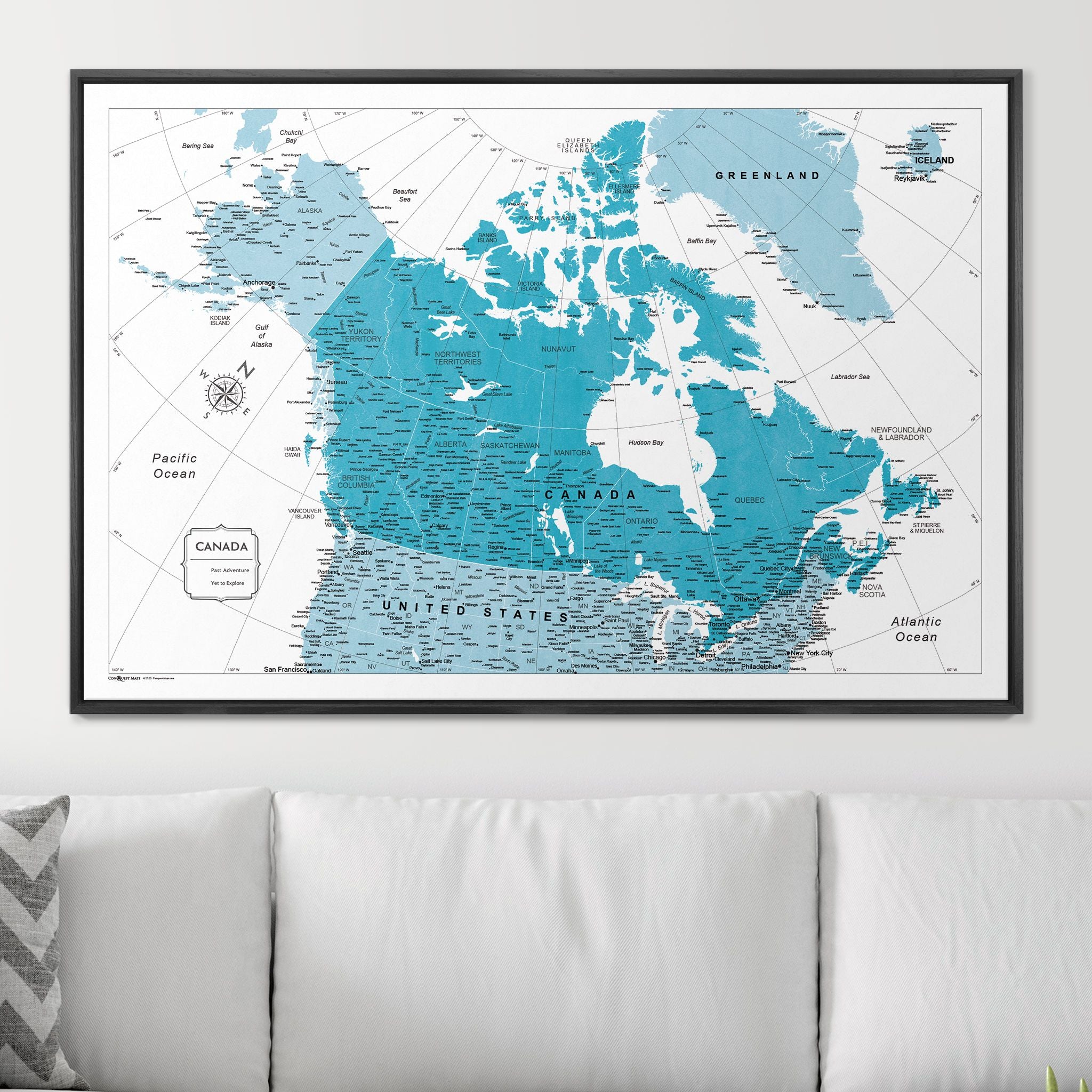 Push Pin Canada Map (Pin Board) - Teal Color Splash CM Pin Board