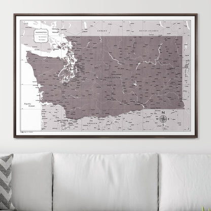 Push Pin Washington Map (Pin Board) - Dark Brown Color Splash CM Pin Board