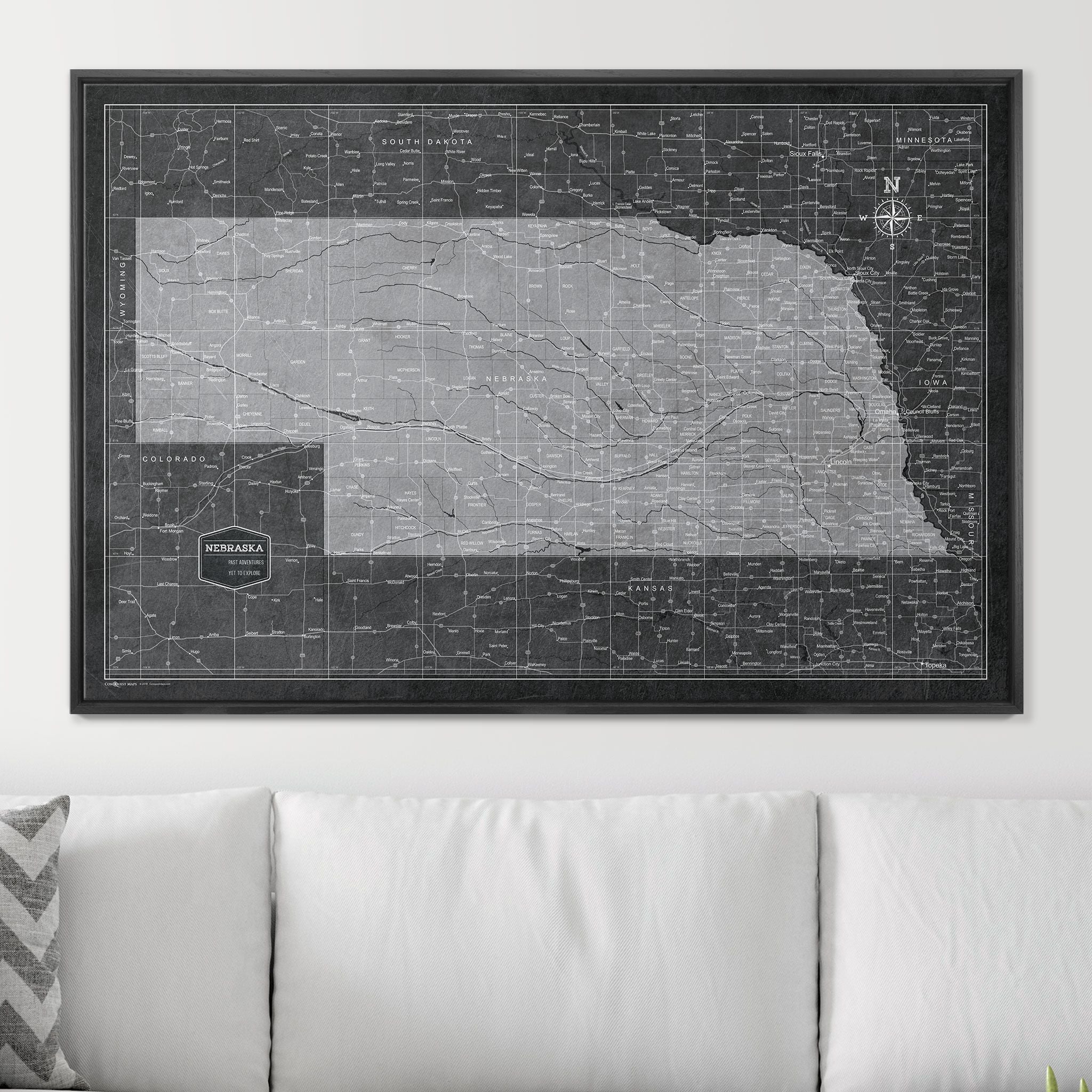 Push Pin Nebraska Map (Pin Board) - Modern Slate CM Pin Board