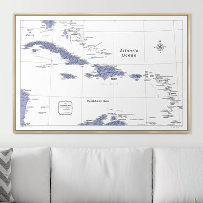 Push Pin Caribbean Map (Pin Board) - Purple Color Splash CM Pin Board