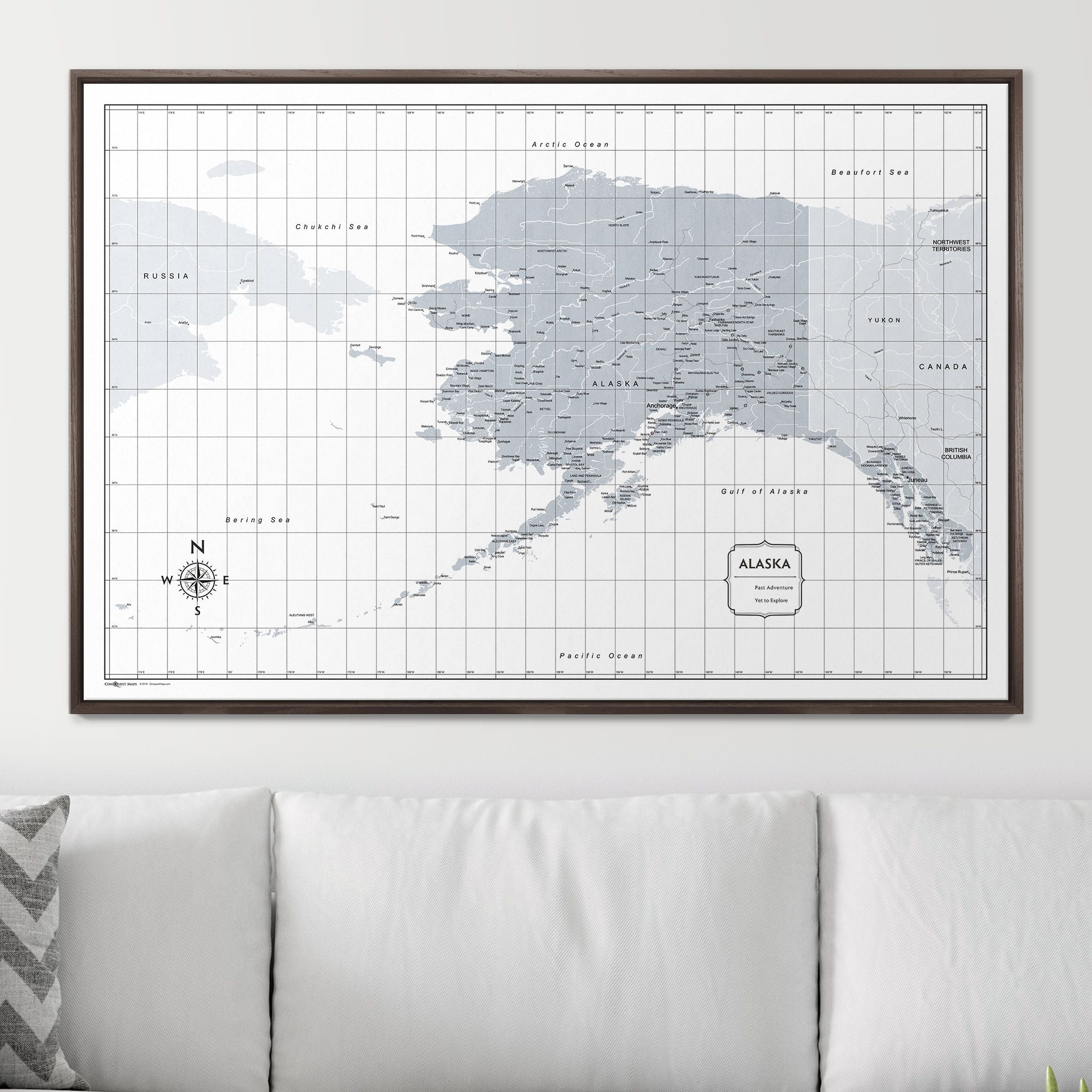 Push Pin Alaska Map (Pin Board) - Light Gray Color Splash CM Pin Board