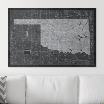 Push Pin Oklahoma Map (Pin Board) - Modern Slate CM Pin Board