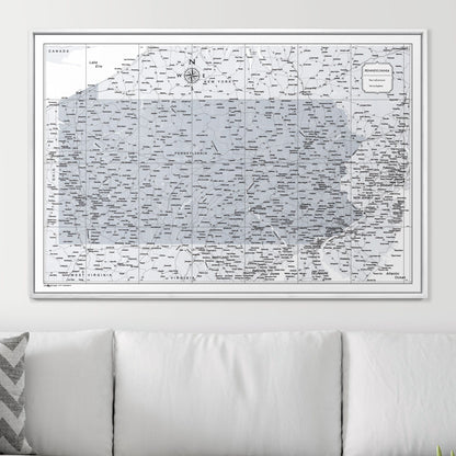 Push Pin Pennsylvania Map (Pin Board) - Light Gray Color Splash CM Pin Board