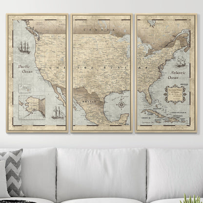 Push Pin USA Map (Pin Board) - Rustic Vintage CM Pin Board