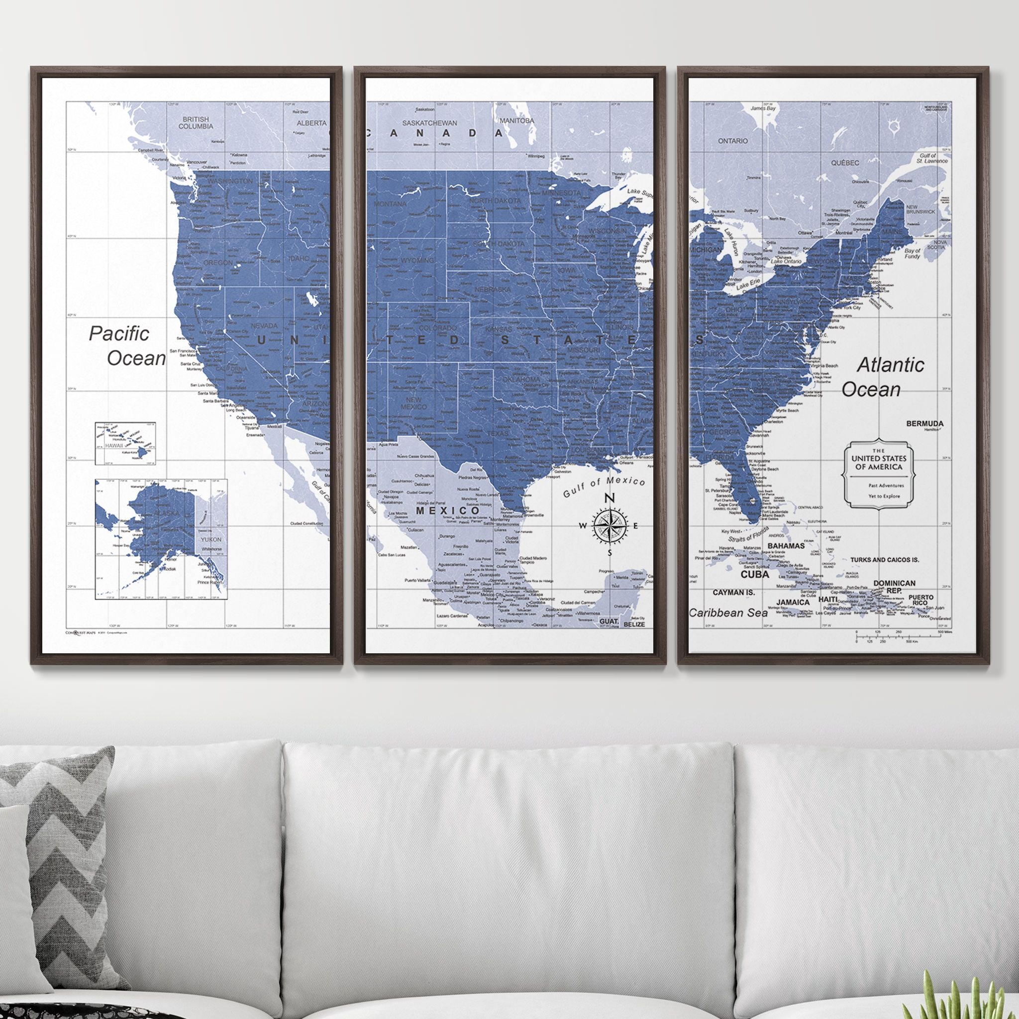 Push Pin USA Map (Pin Board) - Navy Color Splash CM Pin Board