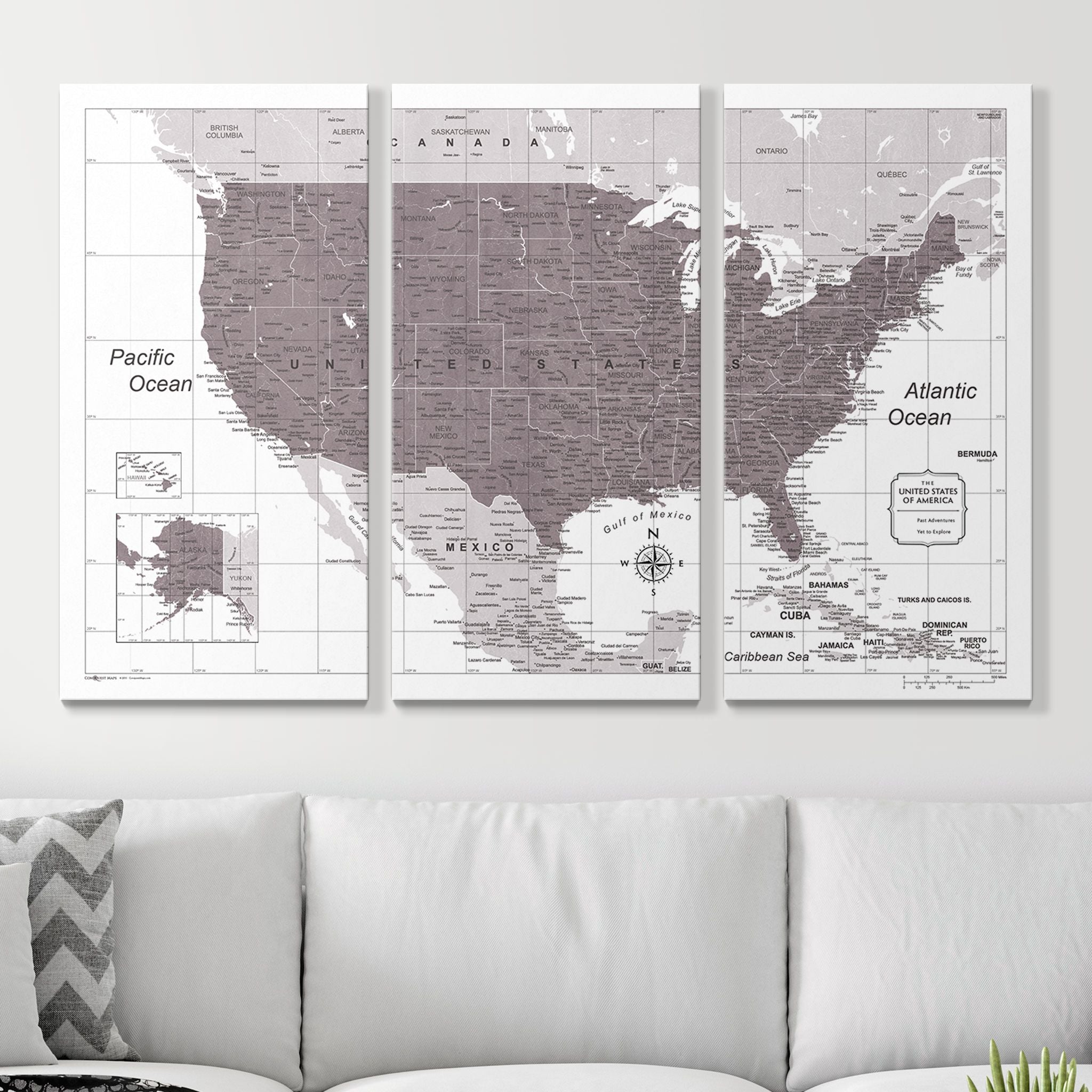 Push Pin USA Map (Pin Board) - Dark Brown Color Splash CM Pin Board