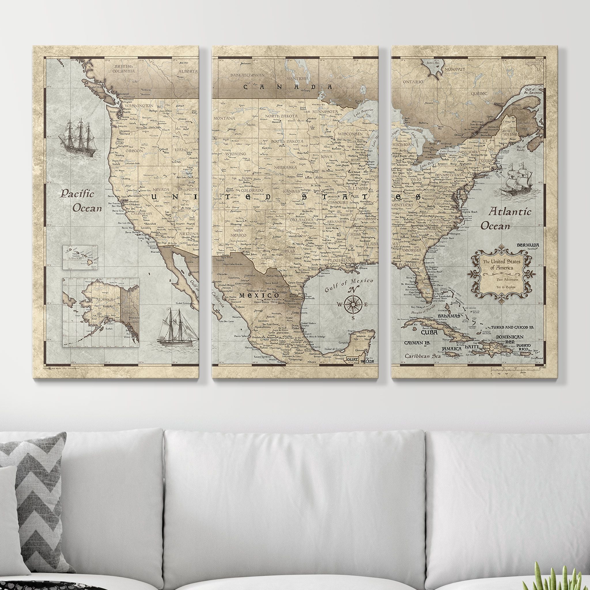 Push Pin USA Map (Pin Board) - Rustic Vintage CM Pin Board