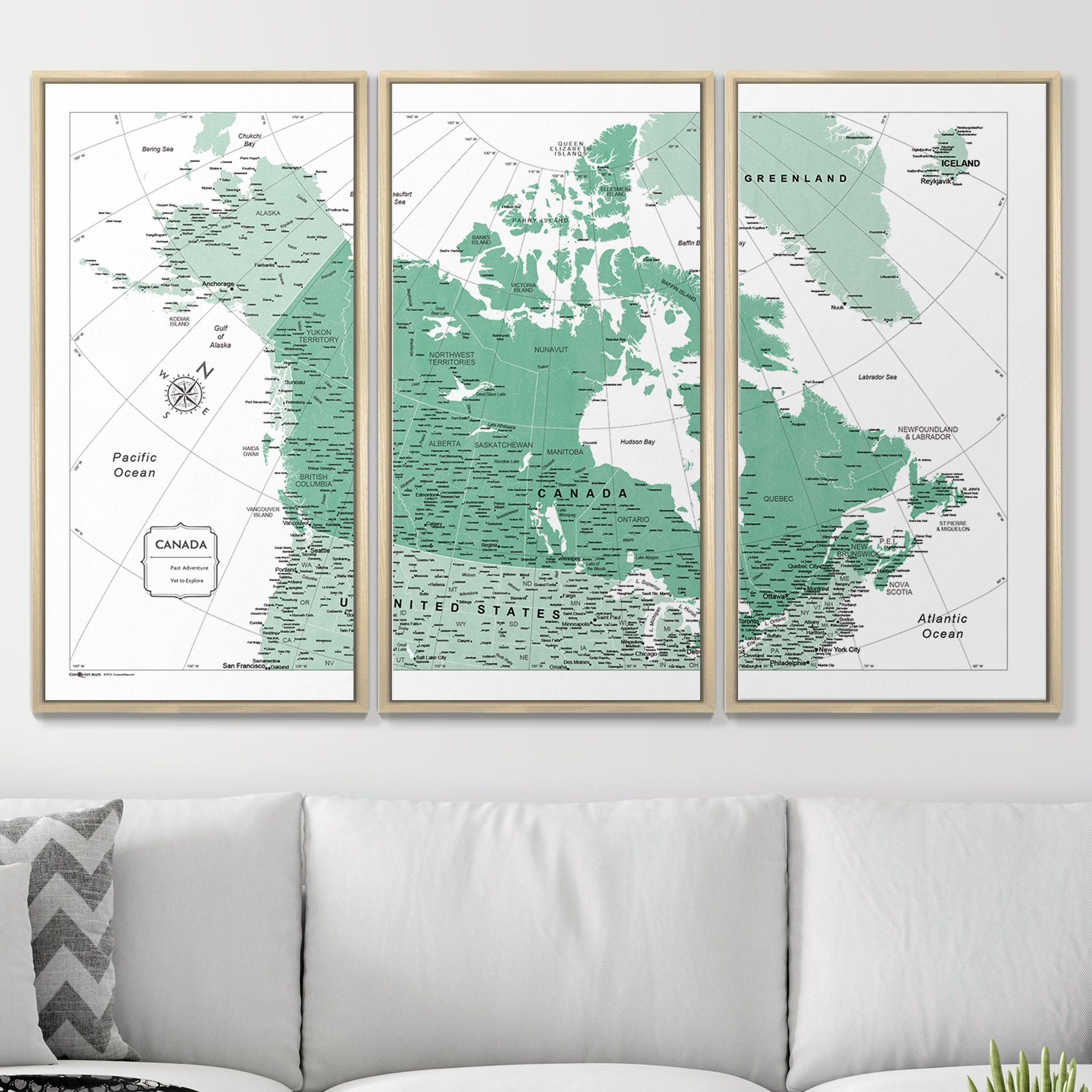 Push Pin Canada Map (Pin Board) - Green Color Splash CM Pin Board