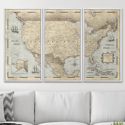 Push Pin USA Map (Pin Board) - Rustic Vintage CM Pin Board