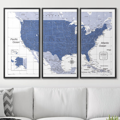 Push Pin USA Map (Pin Board) - Navy Color Splash CM Pin Board